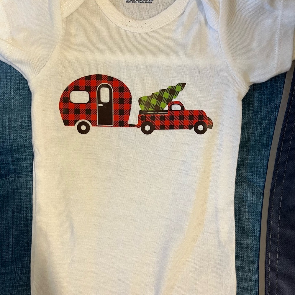 Plaid Camper Baby Onesie